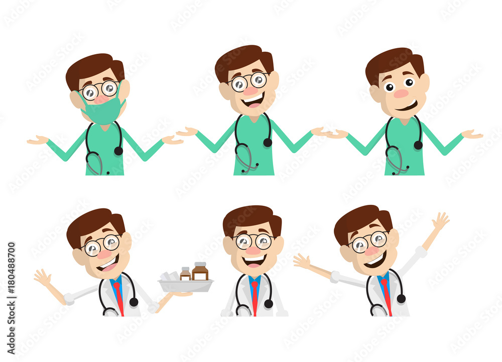 Various Doctor Poses and Gesture Vector Set Various Doctor Poses and Gesture Vector Set