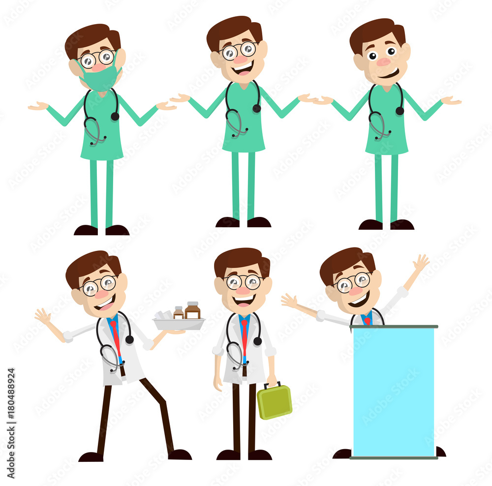 Various Cartoon Doctor Concepts Vector Set Various Cartoon Doctor Concepts Vector Set