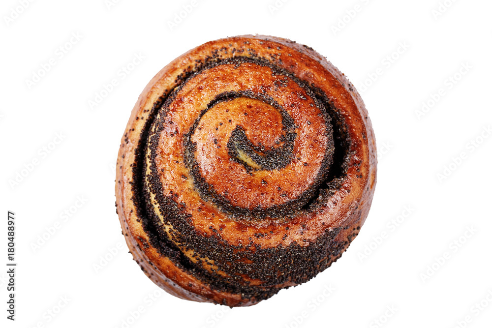 Fototapeta premium bun with poppy seeds isolated