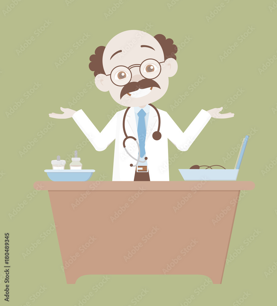 Happy Neurological Surgeon Expression with Medical Items Vector Happy Neurological Surgeon Expression with Medical Items Vector