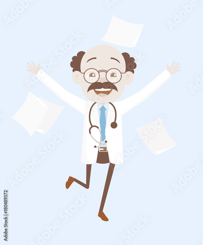 Successful Doctor Jumping in Excitement Vector Concept