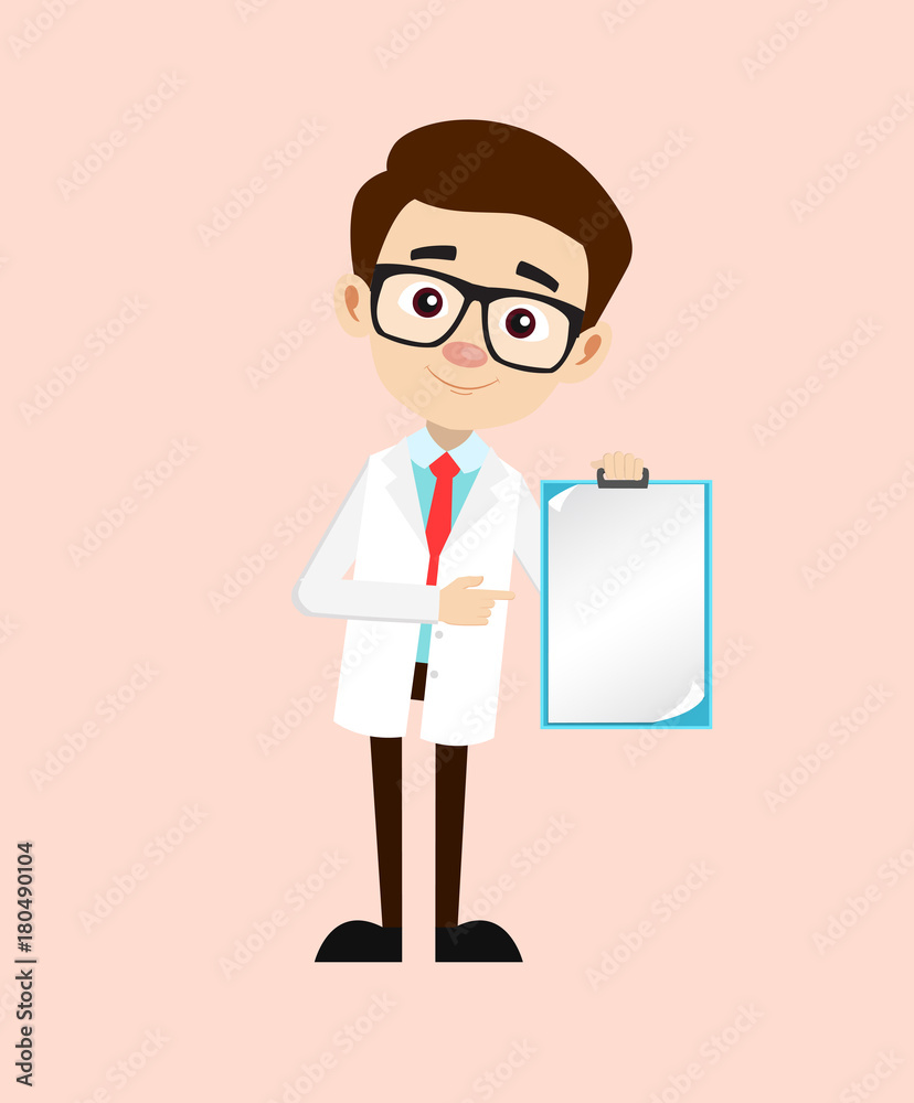 Young Gynecologist Showing Blank Paper Note Vector