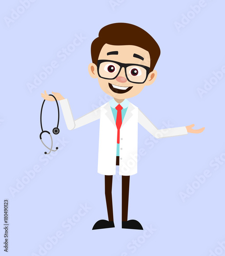 Young Happy Immunologist with Stethoscope in Hand Vector