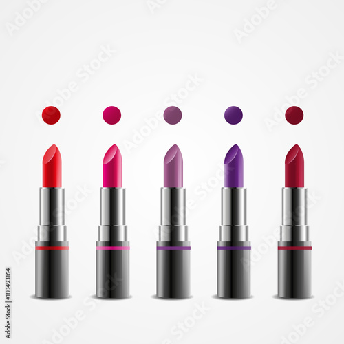 Set of different colors of lipstick. Template for your data advertising