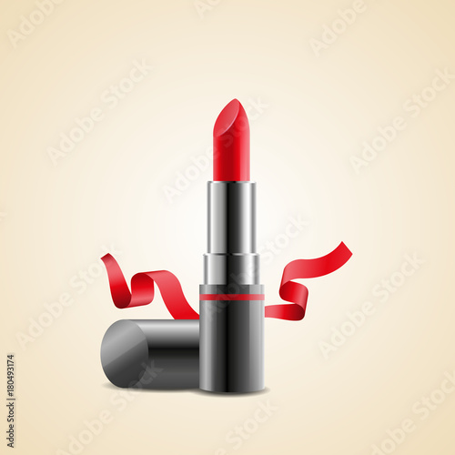 Ad pattern lipstick. Vector 3d illustration