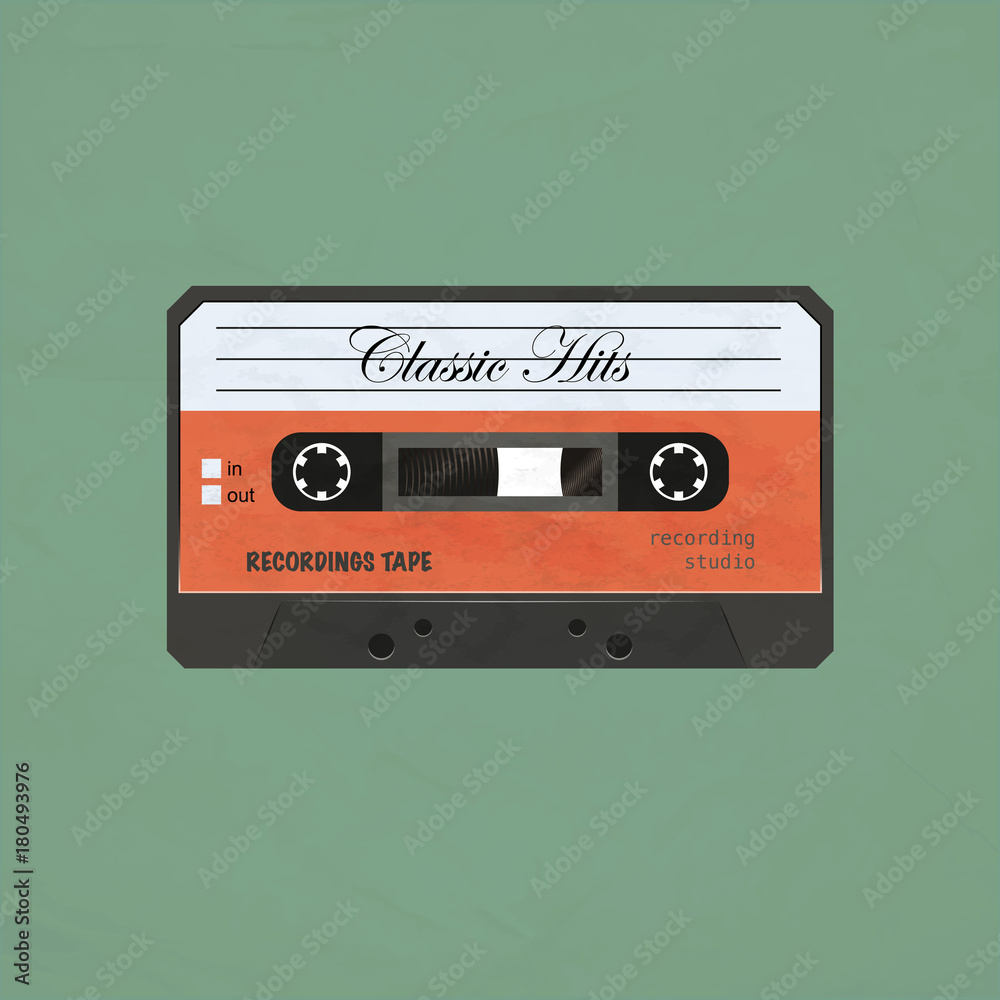 Retro music cassette. Vector illustration