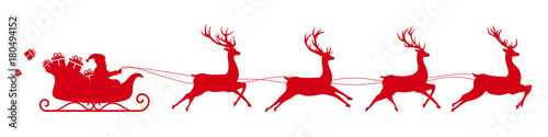 Christmas red Santa sleigh vector illustration