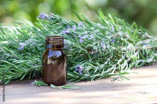 Essential rosemary oil. Herbal treatment.