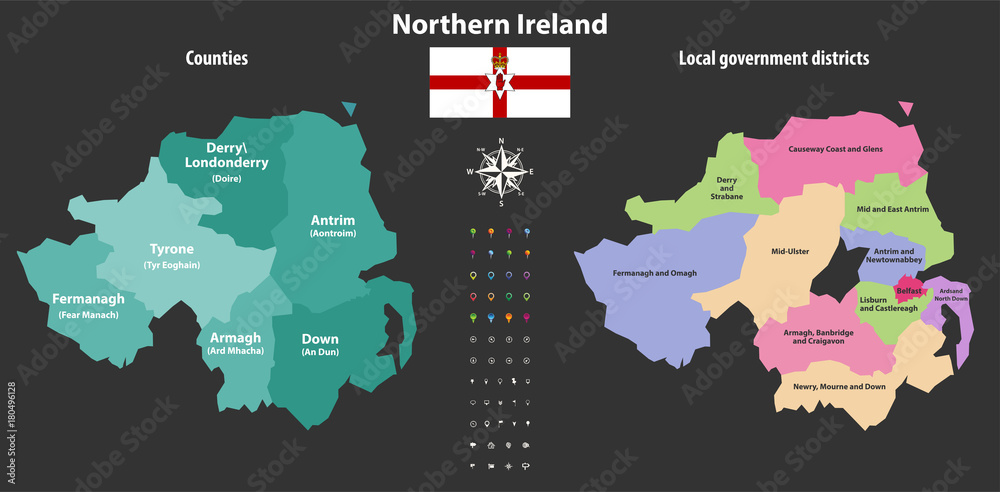 Counties Of Northern Ireland Map Northern Ireland Counties And Local Government Districts Vector Map Stock-Vektorgrafik | Adobe Stock Counties Of Northern Ireland Map Northern Ireland Counties And Local Government Districts Vector Map Stock-Vektorgrafik | Adobe Stock