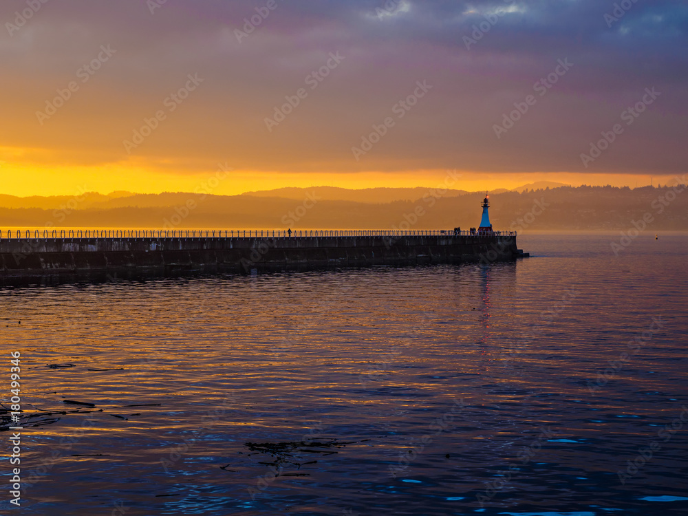 Sunset at the Ogden Point breakwater,  Victoria BC