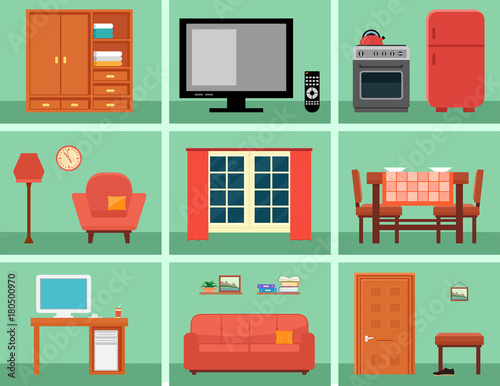 furnishing interior set for rooms in home
