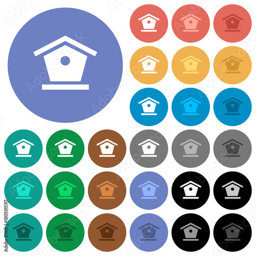 Bird feeder round flat multi colored icons
