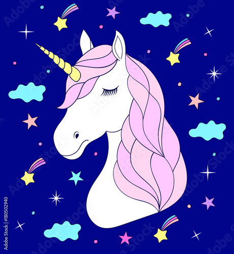 Head of hand drawn unicorn 