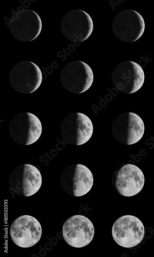Phases of the Moon through one month photo