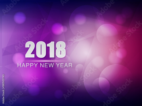 happy new year 2018, violet purple greeting card, vector