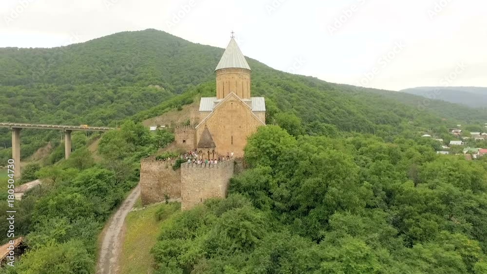 Ananuri church and castle complex panorama on the Aragvi River in Georgia. Ananuri church and castle complex panorama on the Aragvi River in Georgia.