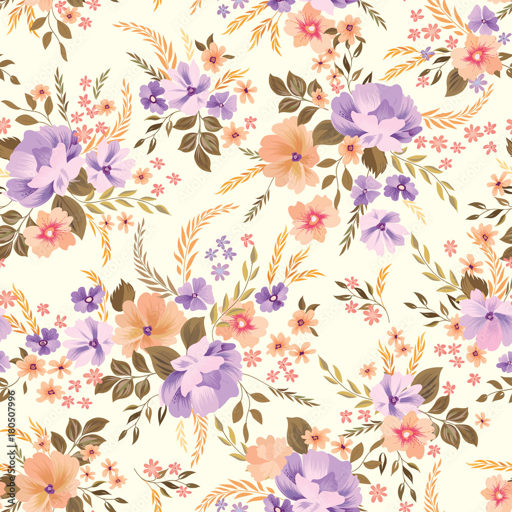 Floral seamless pattern. Flower background. Ornamental garden fl