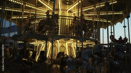 Lunapark's carousel with beautifully painted, art horses