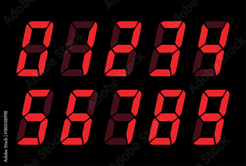 Digital Numbers For Lcd Electronic Screen. Vector Illustration Of Digital Numbers As Electronic Digits