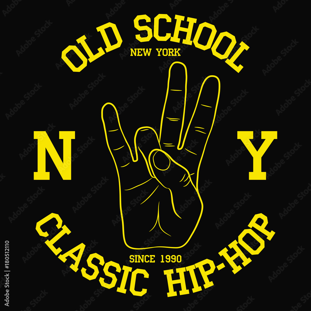 New York, NY HipHop typography for design clothes, tshirt. Print with