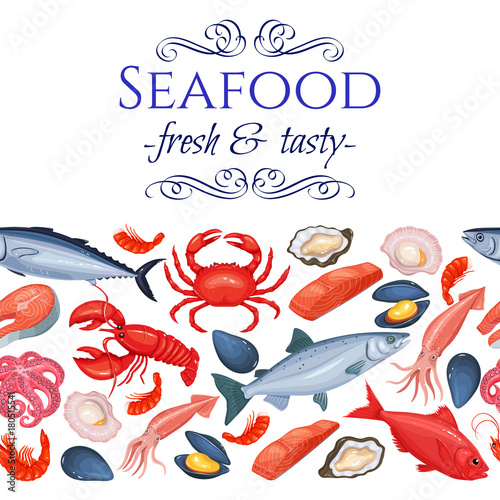 Seamless border seafood products