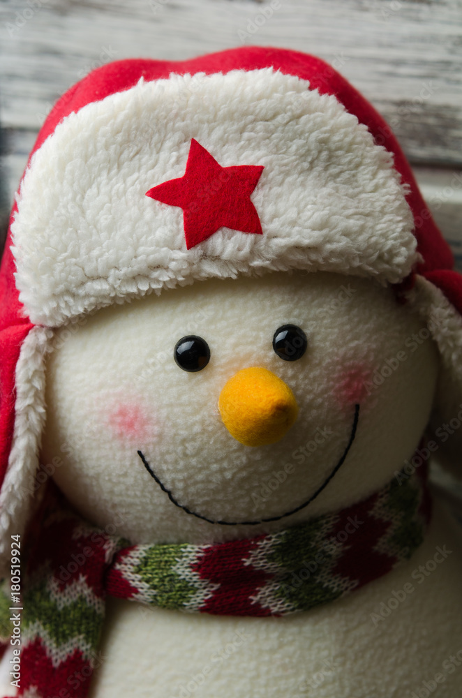 Snowman. Happy smiling figure 