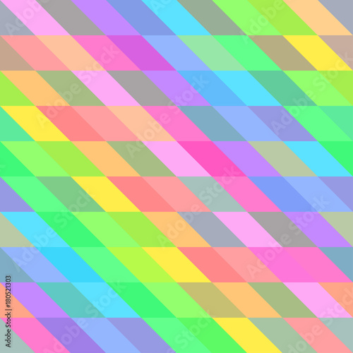 Seamless bright festive pattern of iridescent diagonal and horizontal stripes of equal thickness, forming quadrilaterals for the holiday or congratulations