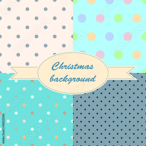 Set winter blue seamless pattern with small circles and dots for Christmas design. Christmas background