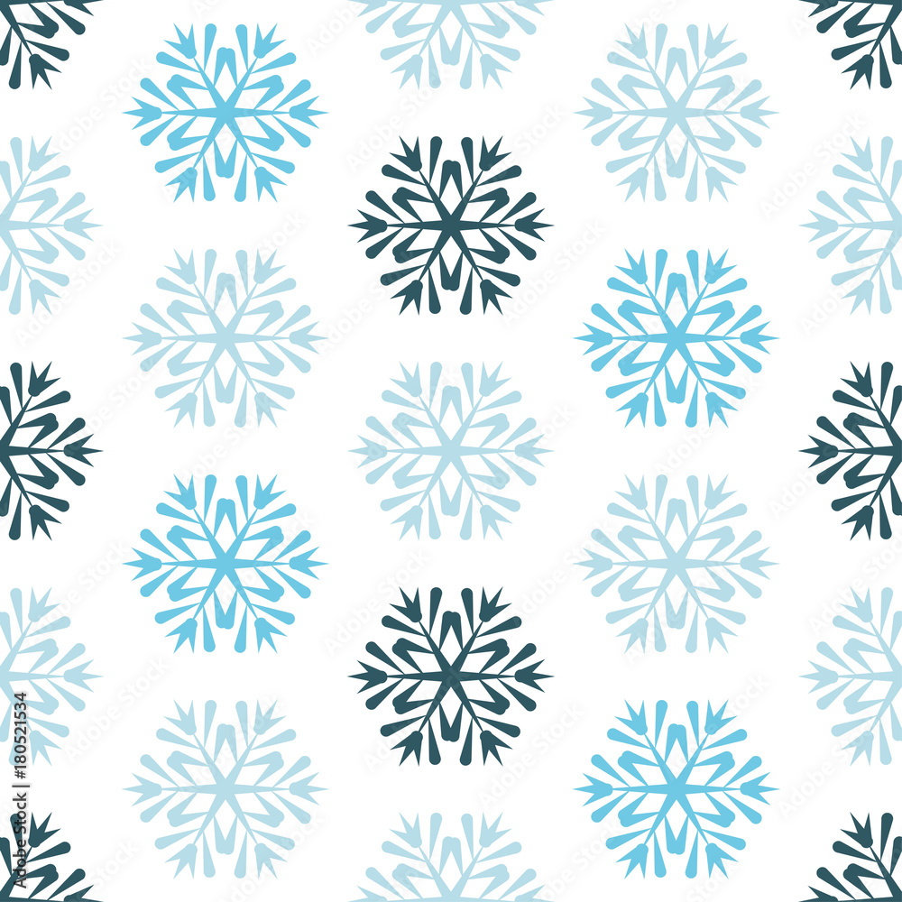 Seamless blue winter pattern with diamond of dots and snowflakes Seamless blue winter pattern with diamond of dots and snowflakes