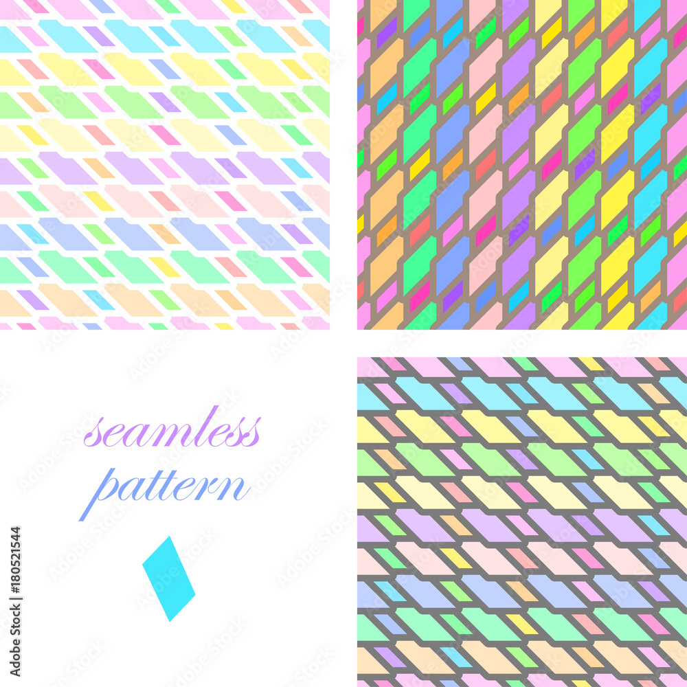 Seamless bright festive pattern of iridescent diagonal and horizontal stripes of equal thickness, forming quadrilaterals for the holiday or congratulations Seamless bright festive pattern of iridescent diagonal and horizontal stripes of equal thickness, forming quadrilaterals for the holiday or congratulations