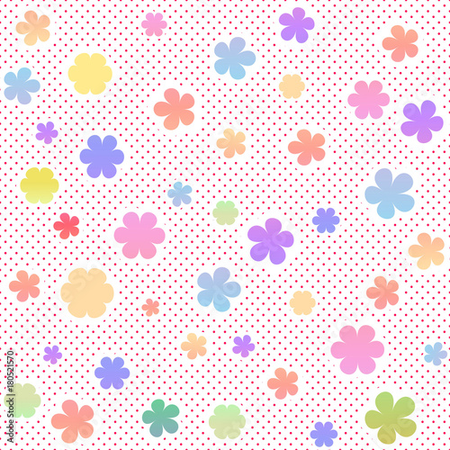 Pastel seamless texture with flowers and small dots