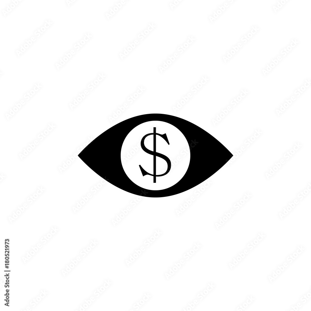 Human eye with dollar sign inside icon