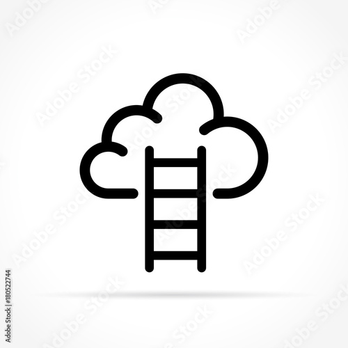 cloud with ladder icon on white background