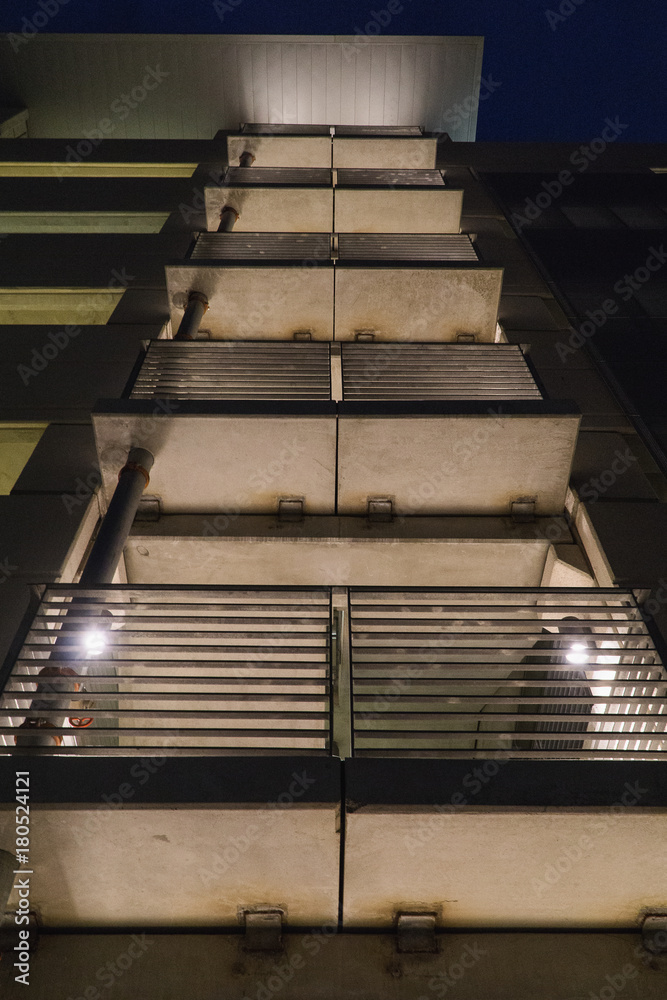 Stairwell in building at night Stairwell in building at night