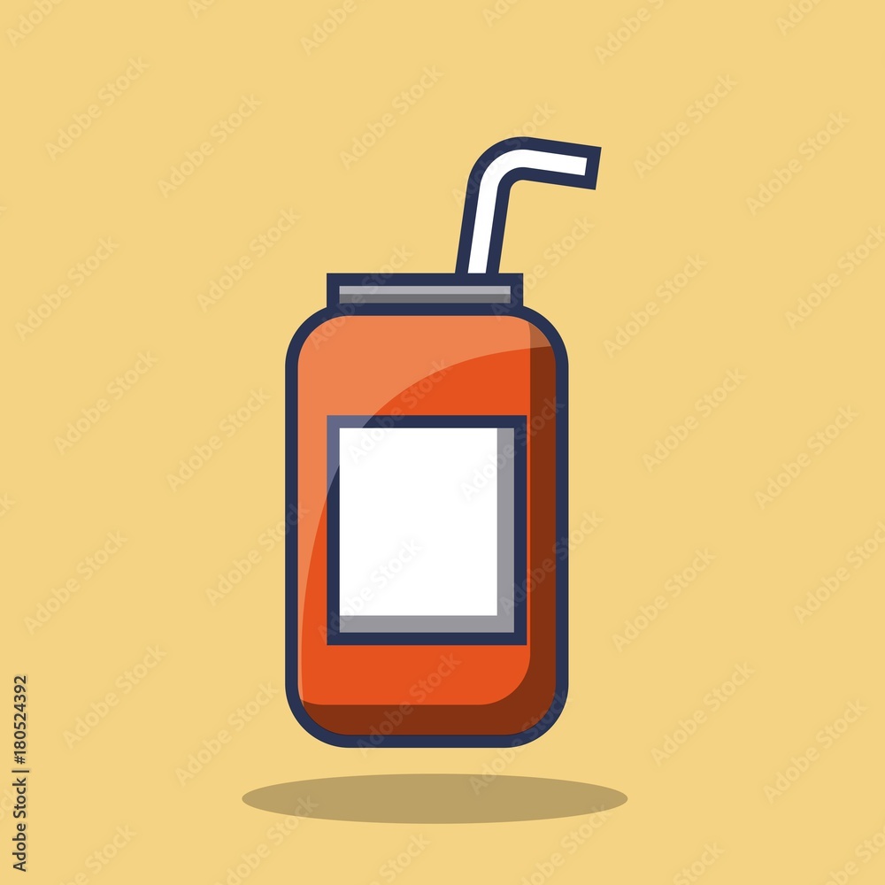 soda can fresh straw drink cold vector illustration