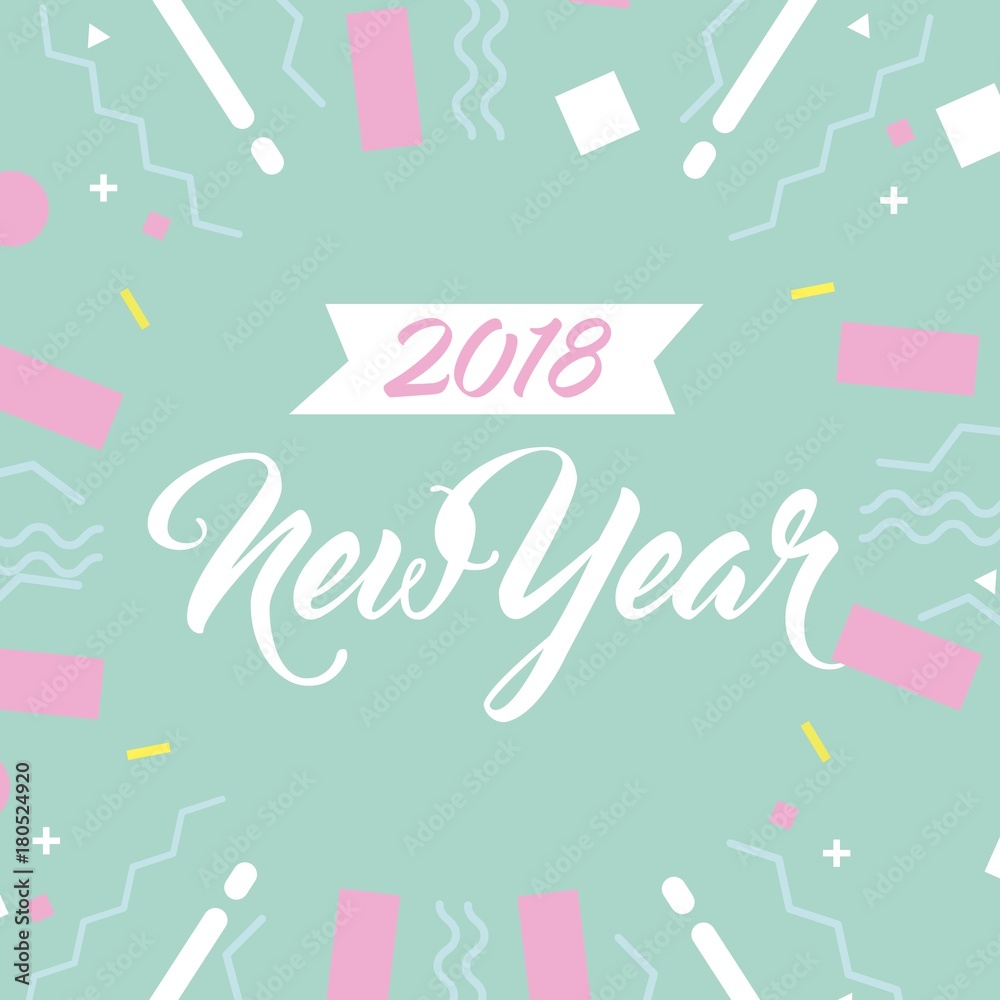 new year 2018 card eve celebration decoration vector illustration