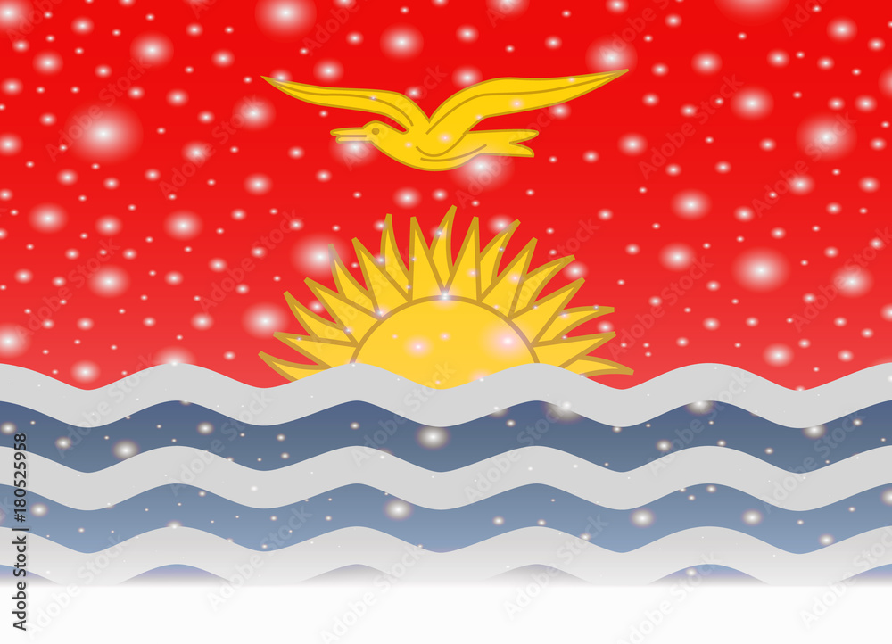 kiribati flag on christmas background