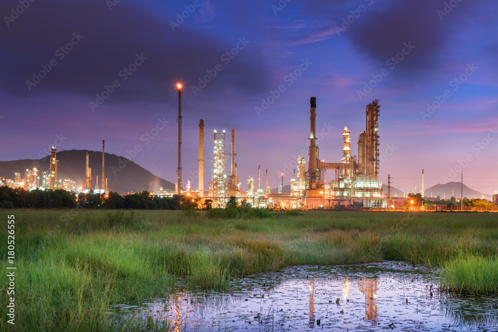 Refinery oil and gas plant at twilight