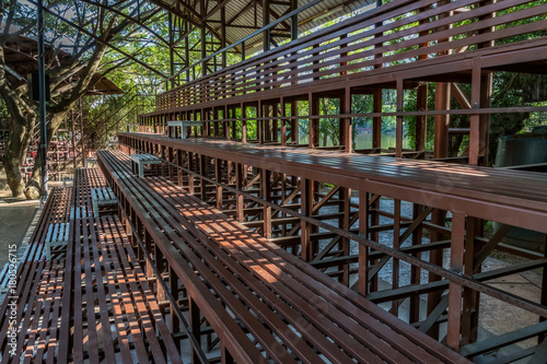 Brown metal grandstand