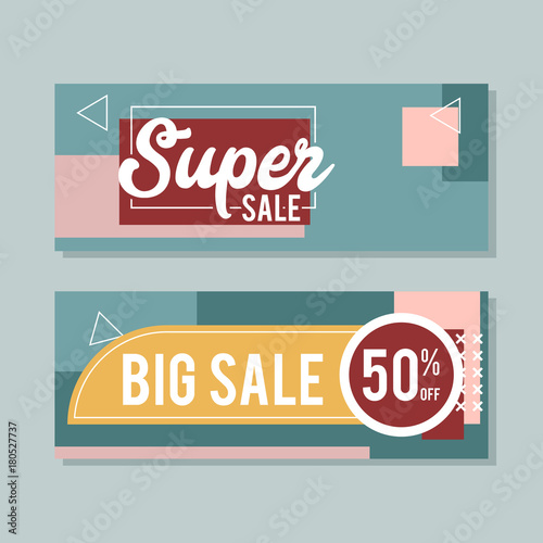 Wallpaper Mural Sale and Discount Banner set. Colorful Memphis style banner template and background Torontodigital.ca