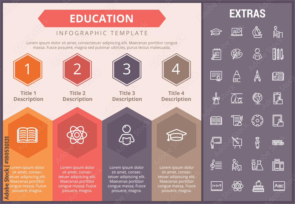 Education infographic timeline template, elements and icons. Infograph ...