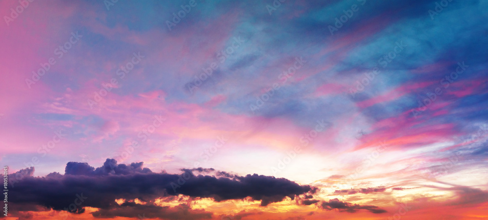 Panorama of twilight sky and cloud at sunset over the city