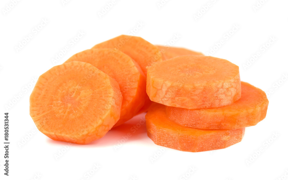 Fresh raw carrot isolated on a white background. Fresh vegetables. Sliced carrot isolated. Fresh raw carrot isolated on a white background. Fresh vegetables. Sliced carrot isolated.