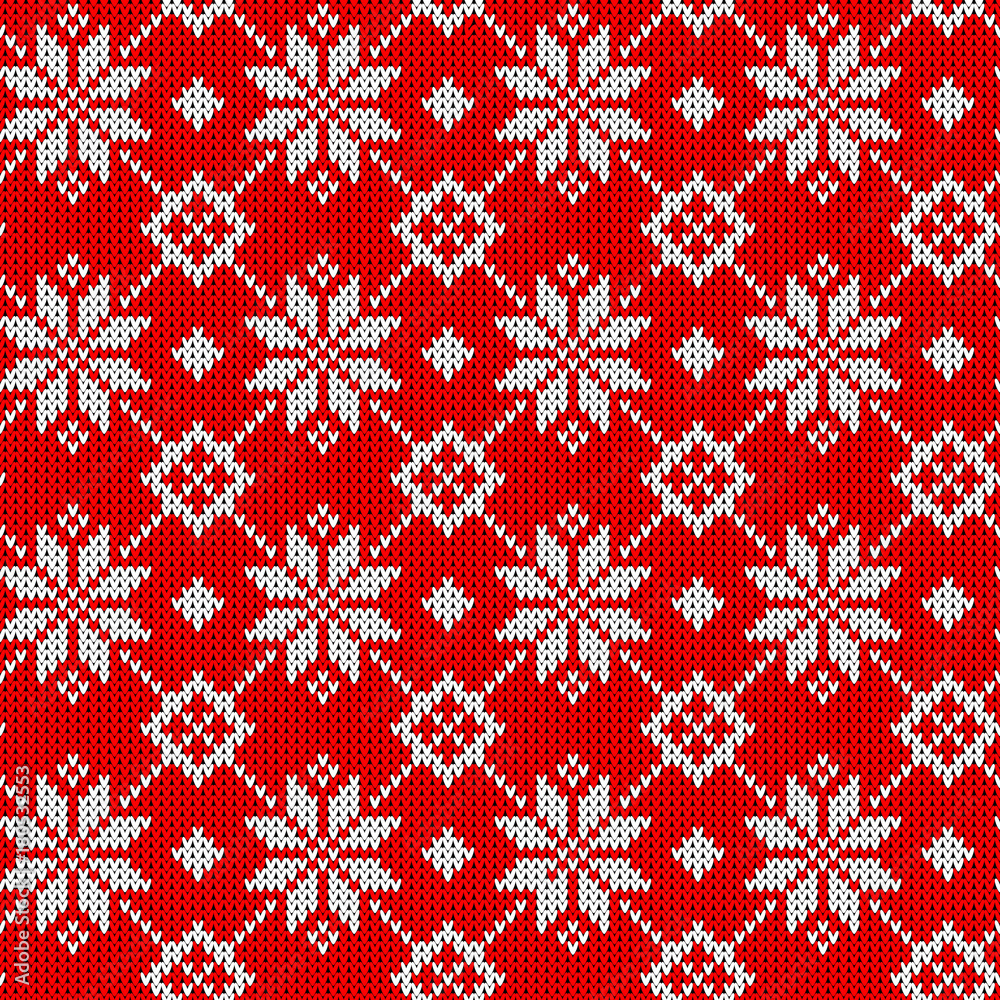 Foto auf Acrylglas mit Weihnachtsnahtloses Muster. Gestricktes skandinavisches Design. #180532553