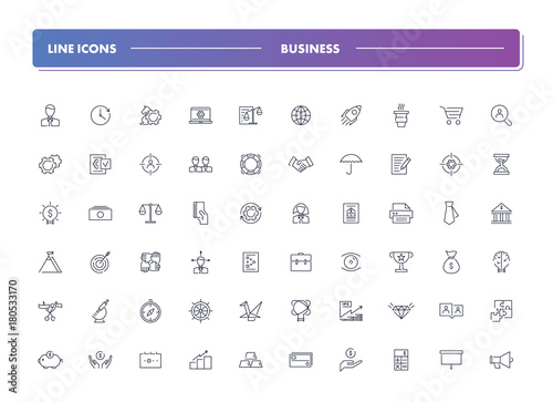 Set of 60 line icons. Business