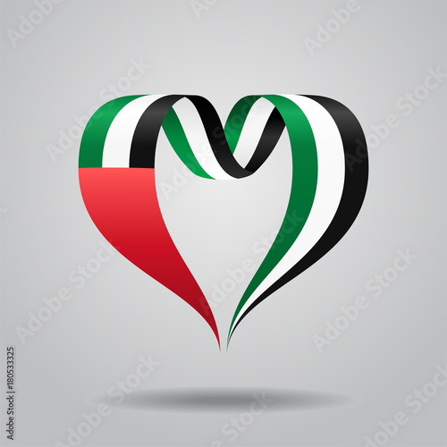 United Arab Emirates flag heart-shaped ribbon. Vector illustration.