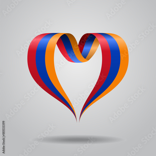 Armenian flag heart-shaped ribbon. Vector illustration.