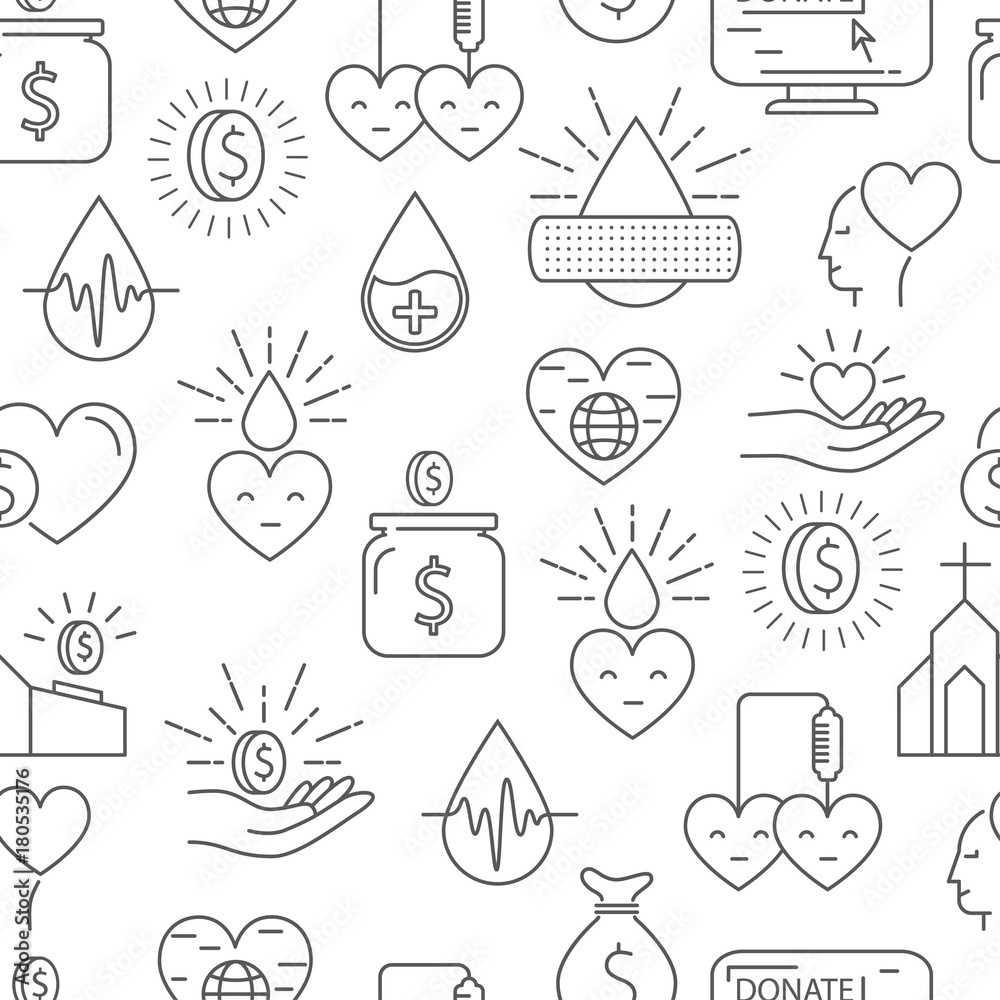 Donation money and blood seamless pattern Donation money and blood seamless pattern