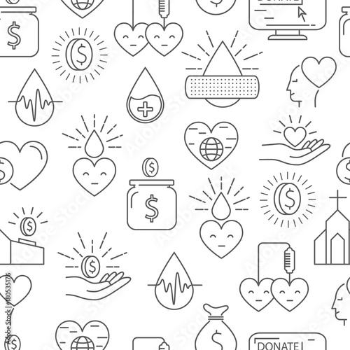 Donation money and blood seamless pattern