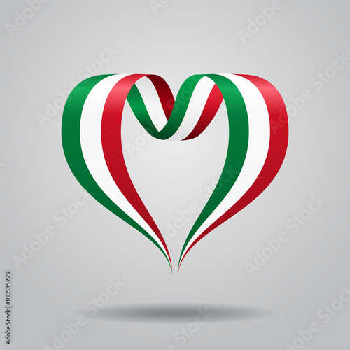 Italian flag heart-shaped ribbon. Vector illustration.